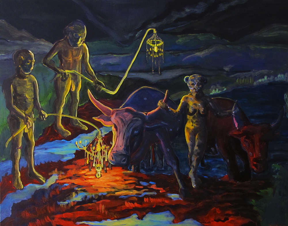 Night bath, 100 x 80 cm, oil on canvas, 2015