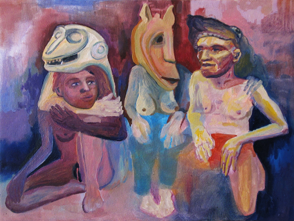 With mask, 25 x 20 cm, oil on canvas, 2015